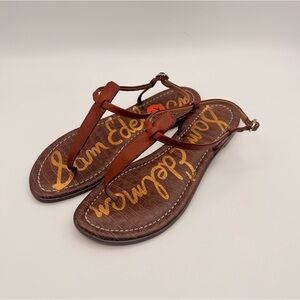 Sam Edelman NWOT Brown Leather Thong Strap Flat Sandals Women’s Size 11